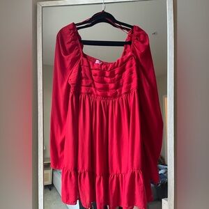 Red long sleeve dress